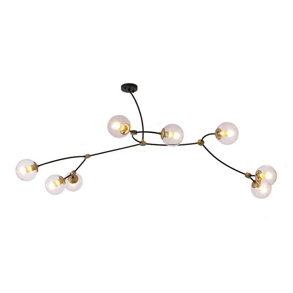 Modern 8-Light Chandelier with Electroplated Metal & Glass Globes