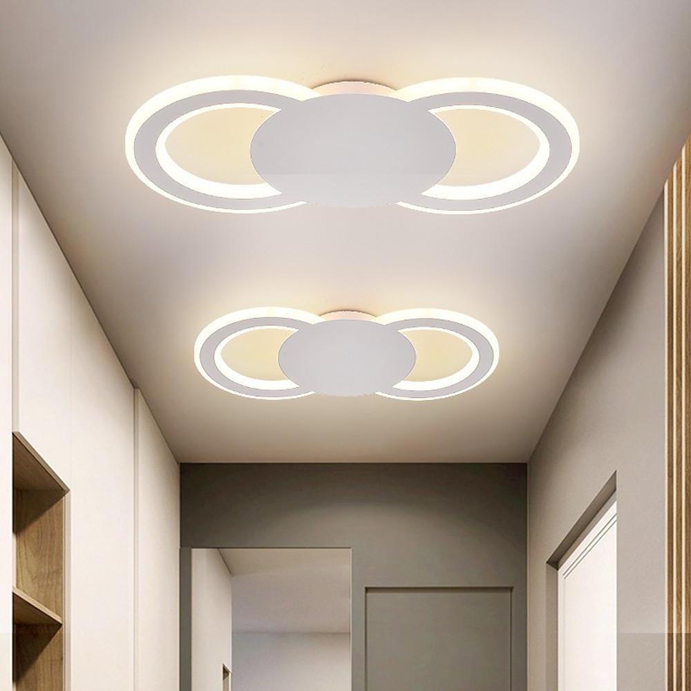 Geometric Dual-Ring LED Flush Mount Ceiling Light - Modern Metal