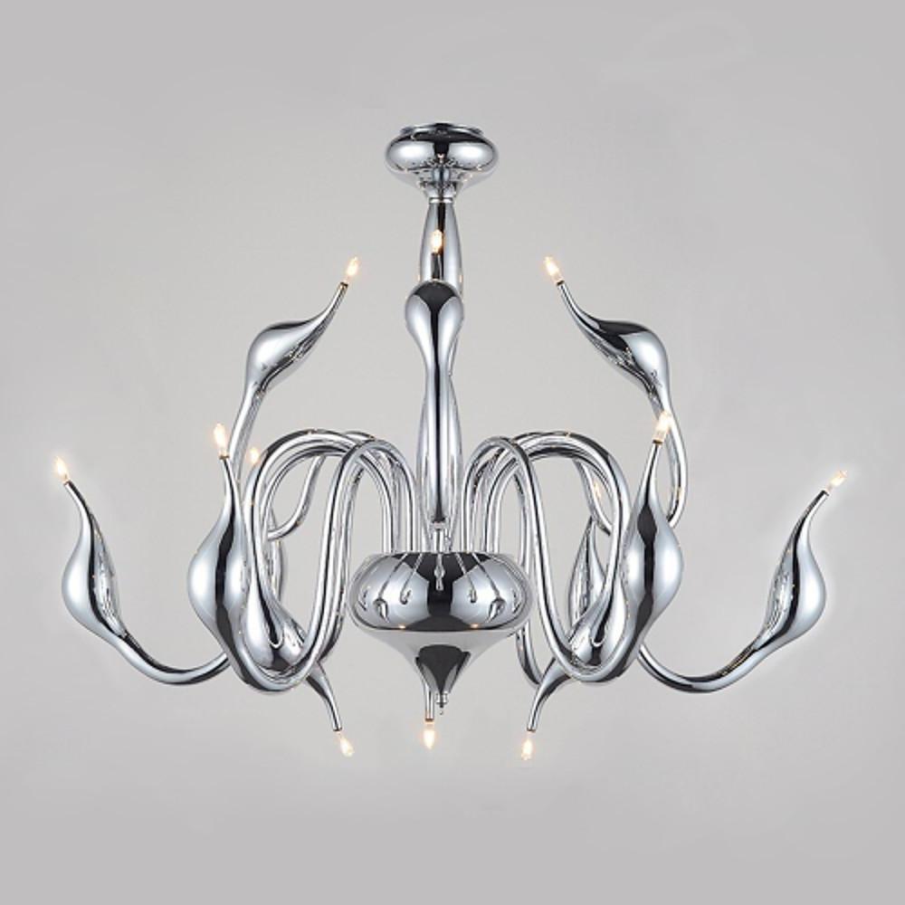 24" Modern Crystal Chandelier Chrome Finish Candle Style Lighting