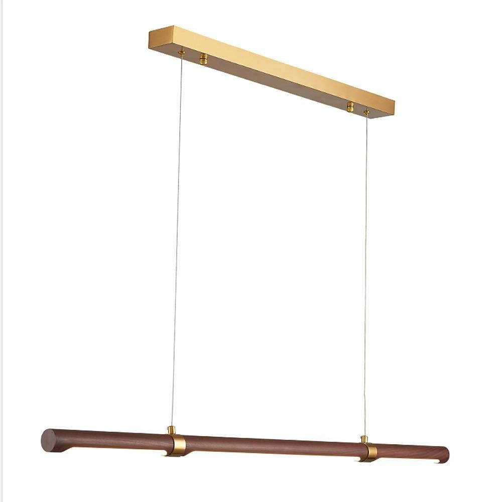Retro Metal Wood Linear Chandelier Island Pendant Light