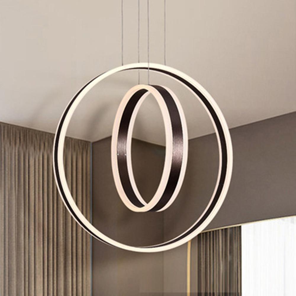 Twin Circle LED Pendant Light - Modern Geometric Aluminum Chandelier