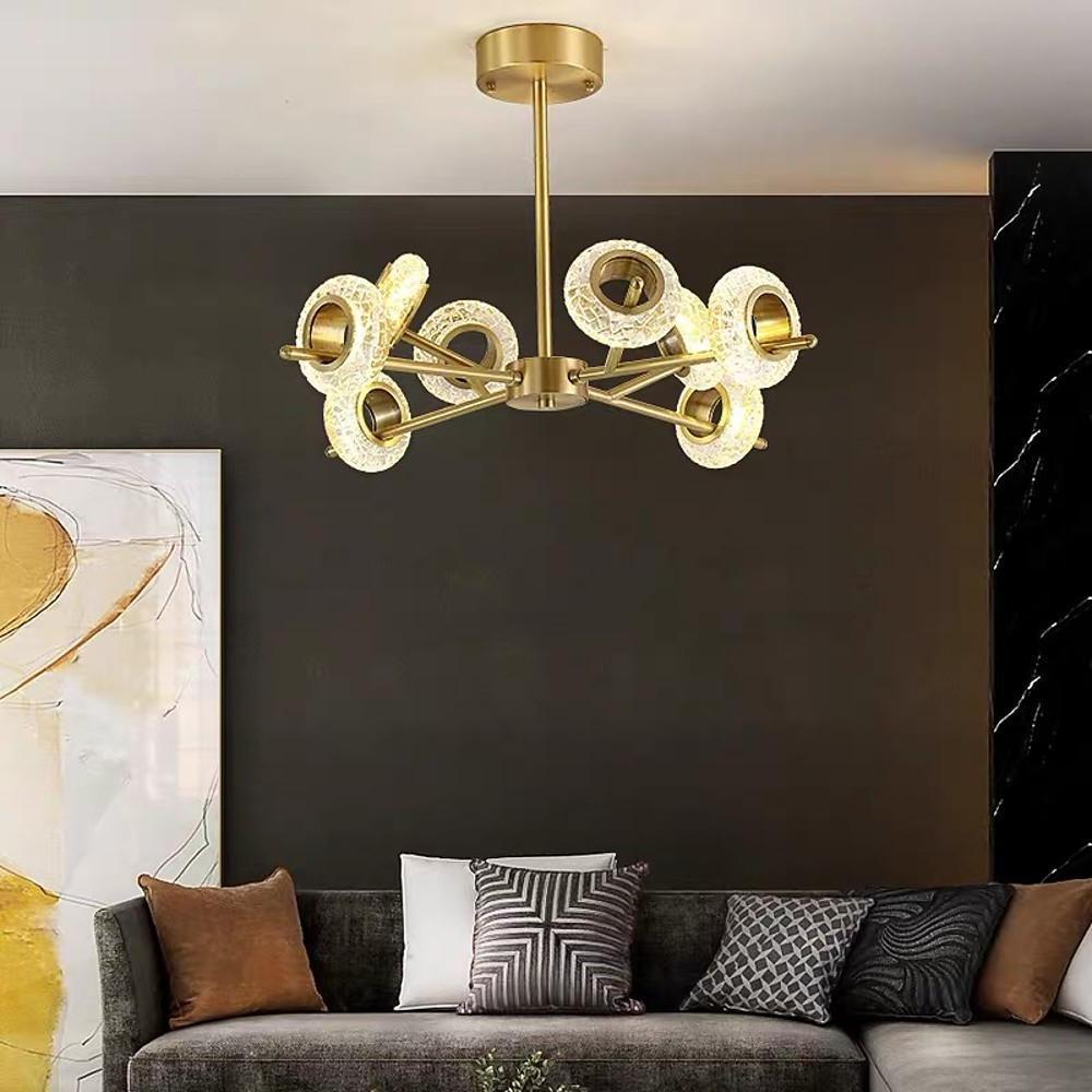 Modern Crystal Sputnik LED Chandelier Gold Electroplated Finish