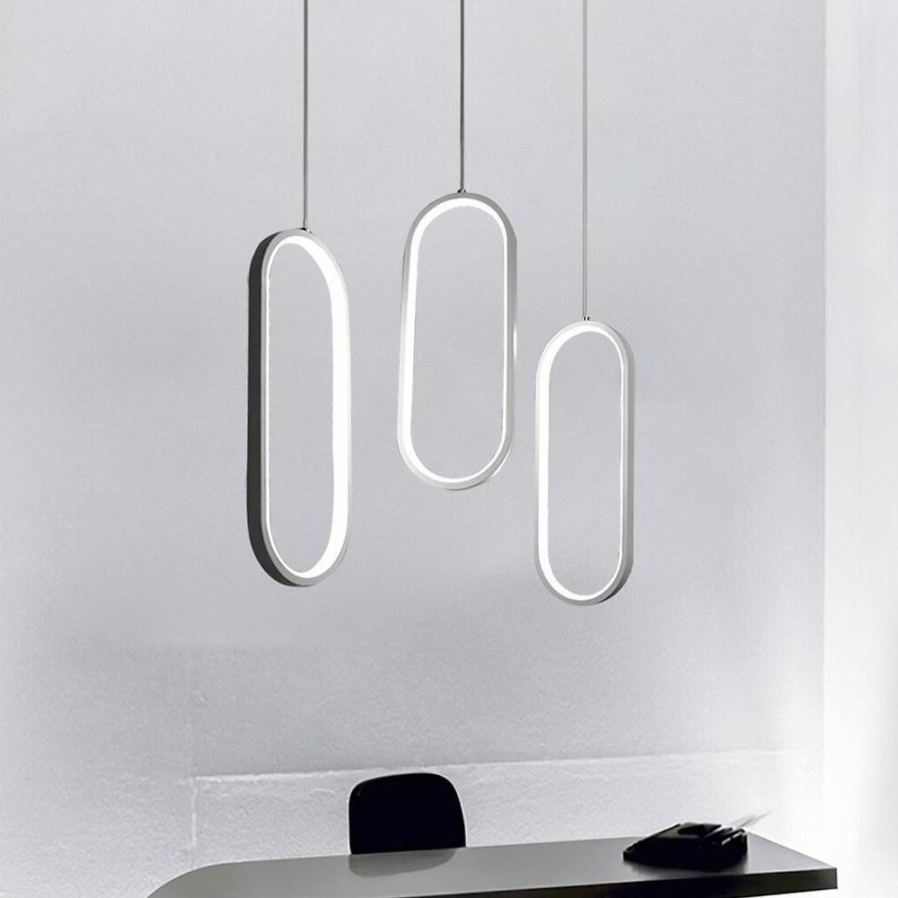 Modern Curved 3-Tier Oval Aluminum Chandelier Pendant Light