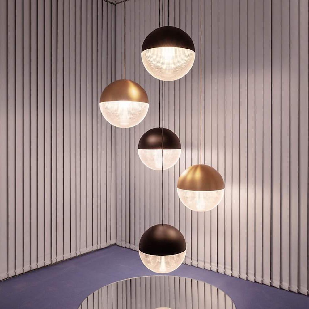 Nordic Glass Globe Pendant Light with Electroplated Metal Finish