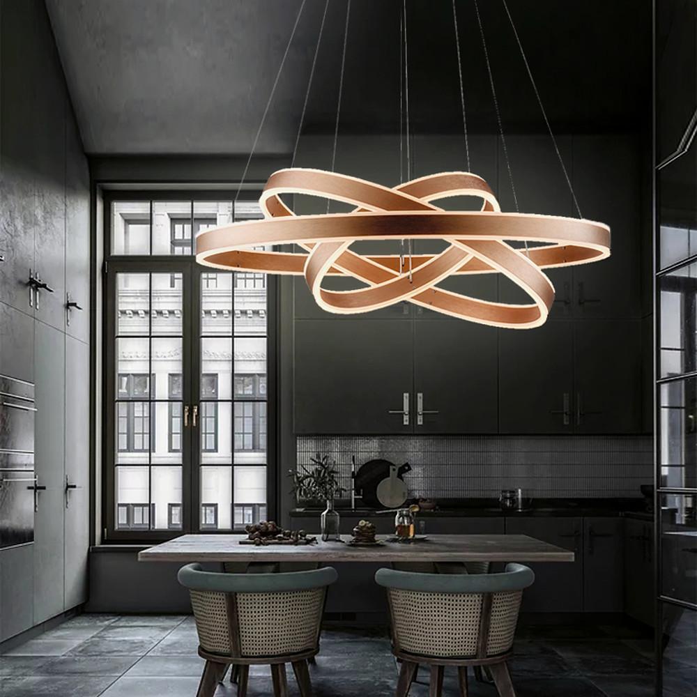 Modern Three-Ring LED Chandelier – Aluminum & Acrylic Pendant Light