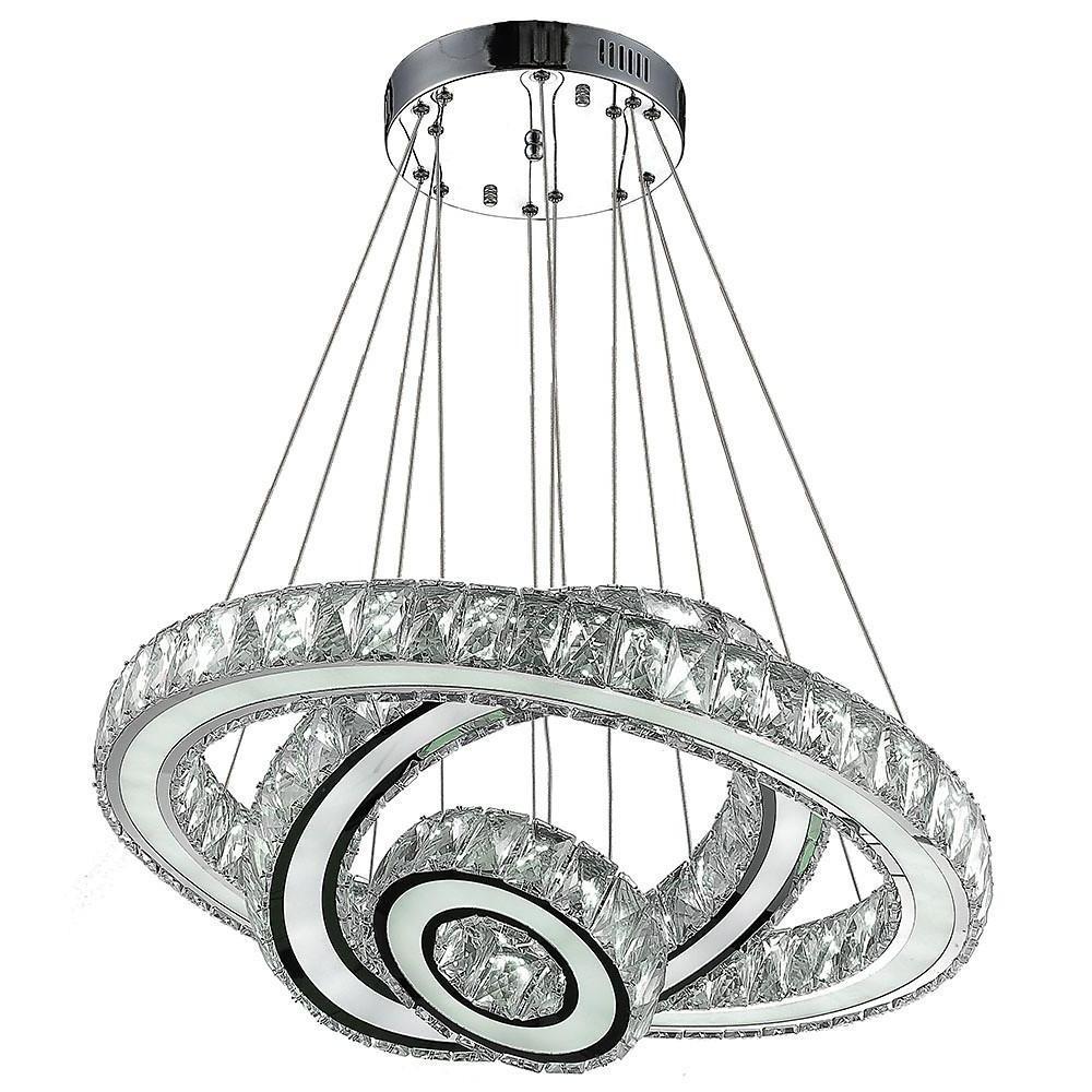 3-Ring Crystal Chandelier with LED Dimmable Remote Control