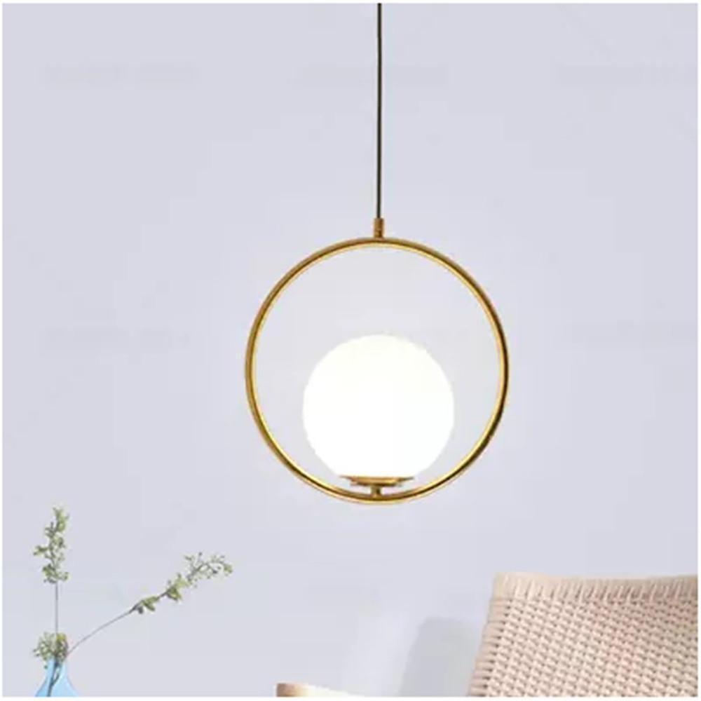 Nordic Glass Globe Pendant Light with Electroplated Metal Finish