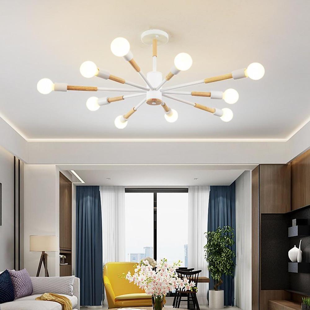 10-Light Nordic Flush Mount Ceiling Chandelier - Metal Finish