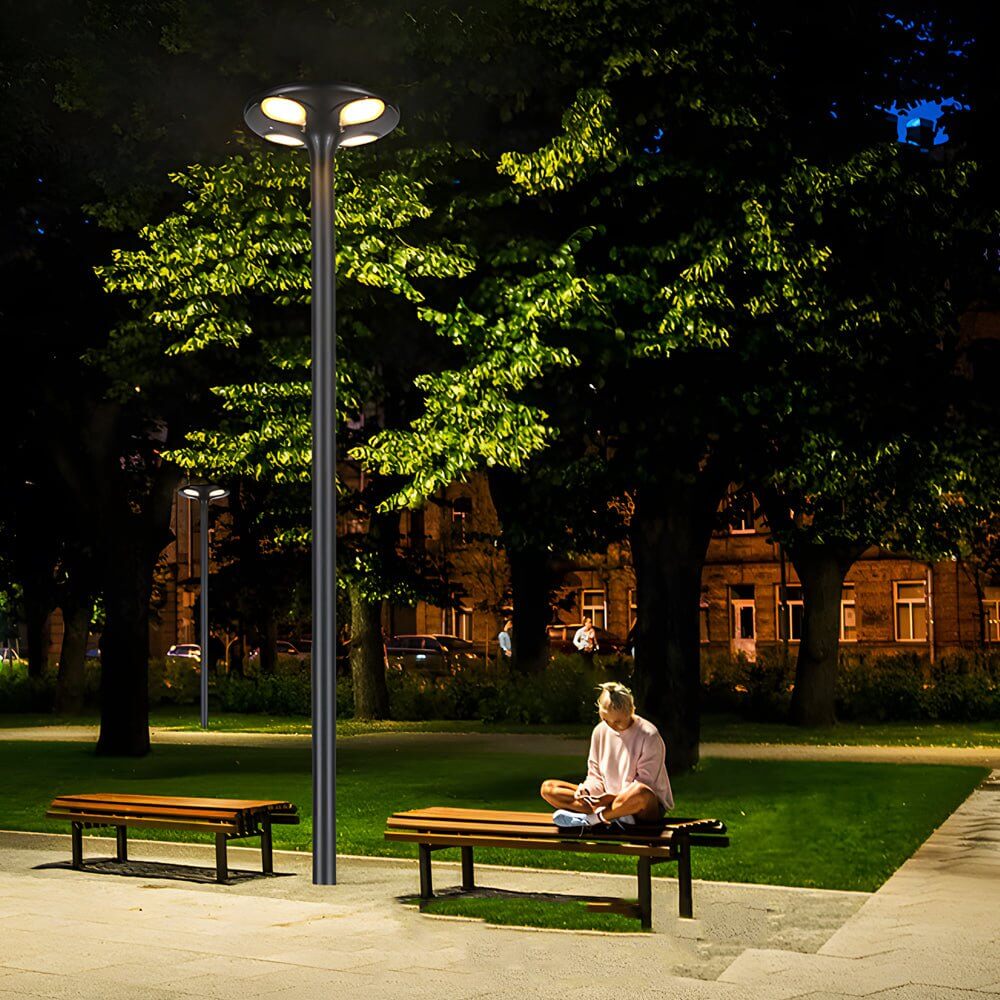 Modern Solar LED Street Light – Black Aluminum Outdoor Post Lamp