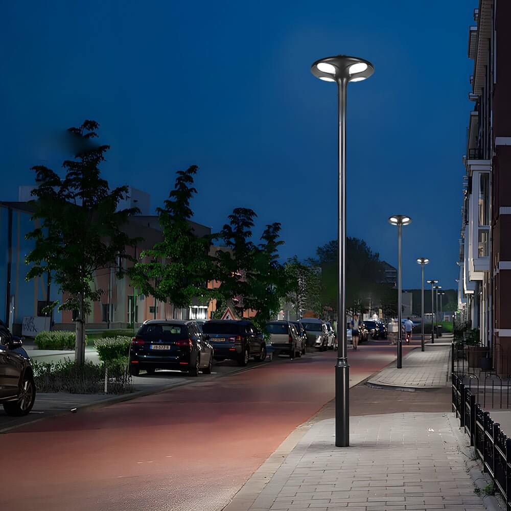 Modern Solar LED Street Light – Black Aluminum Outdoor Post Lamp