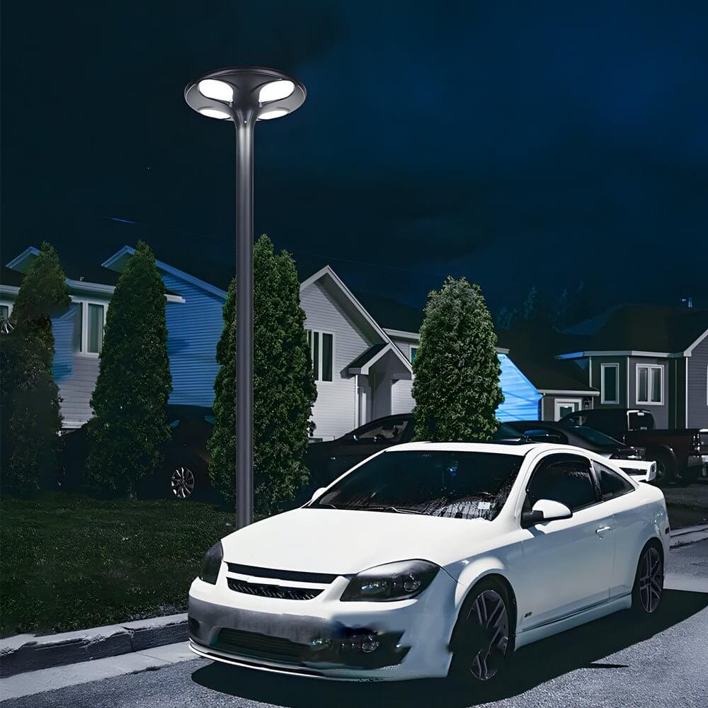 Modern Solar LED Street Light – Black Aluminum Outdoor Post Lamp