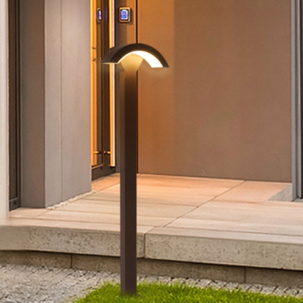 Fan-Shaped LED Lawn Pole Lamp with Motion Sensor Aluminum Black