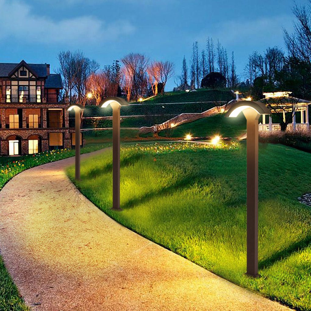 Fan-Shaped LED Lawn Pole Lamp with Motion Sensor Aluminum Black