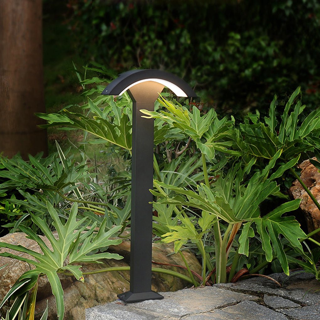 Fan-Shaped LED Lawn Pole Lamp with Motion Sensor Aluminum Black