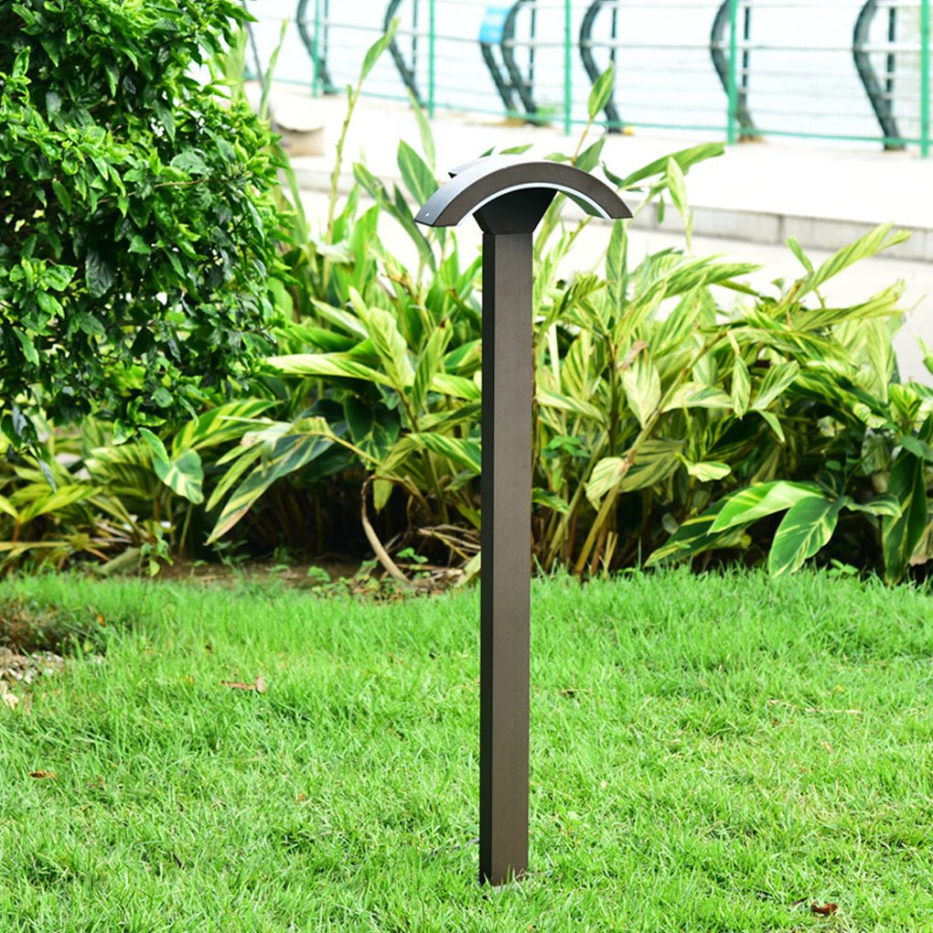 Fan-Shaped LED Lawn Pole Lamp with Motion Sensor Aluminum Black