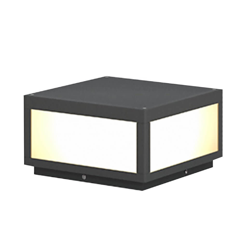 Modern Square Outdoor Post Light - Black Stainless Steel LED