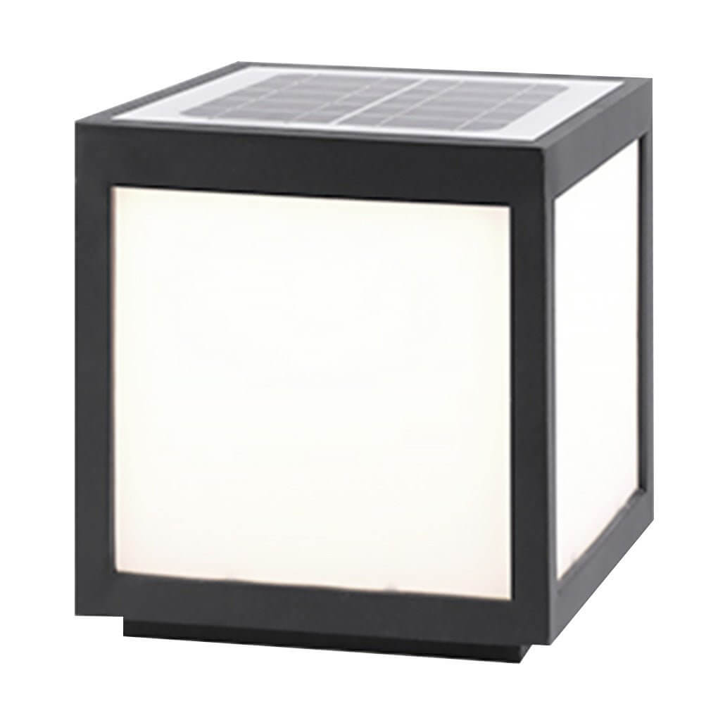 Modern Square Outdoor Post Light - Black Stainless Steel LED