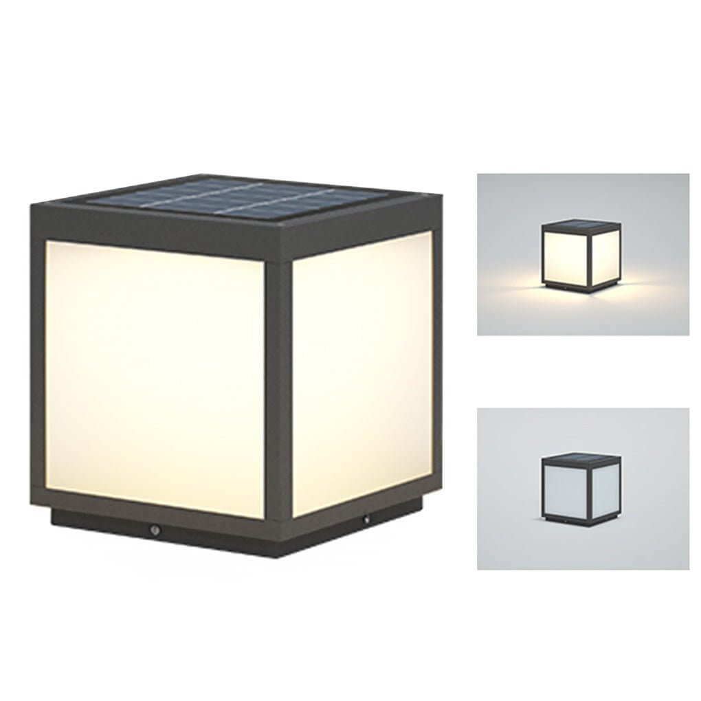 Modern Square Outdoor Post Light - Black Stainless Steel LED