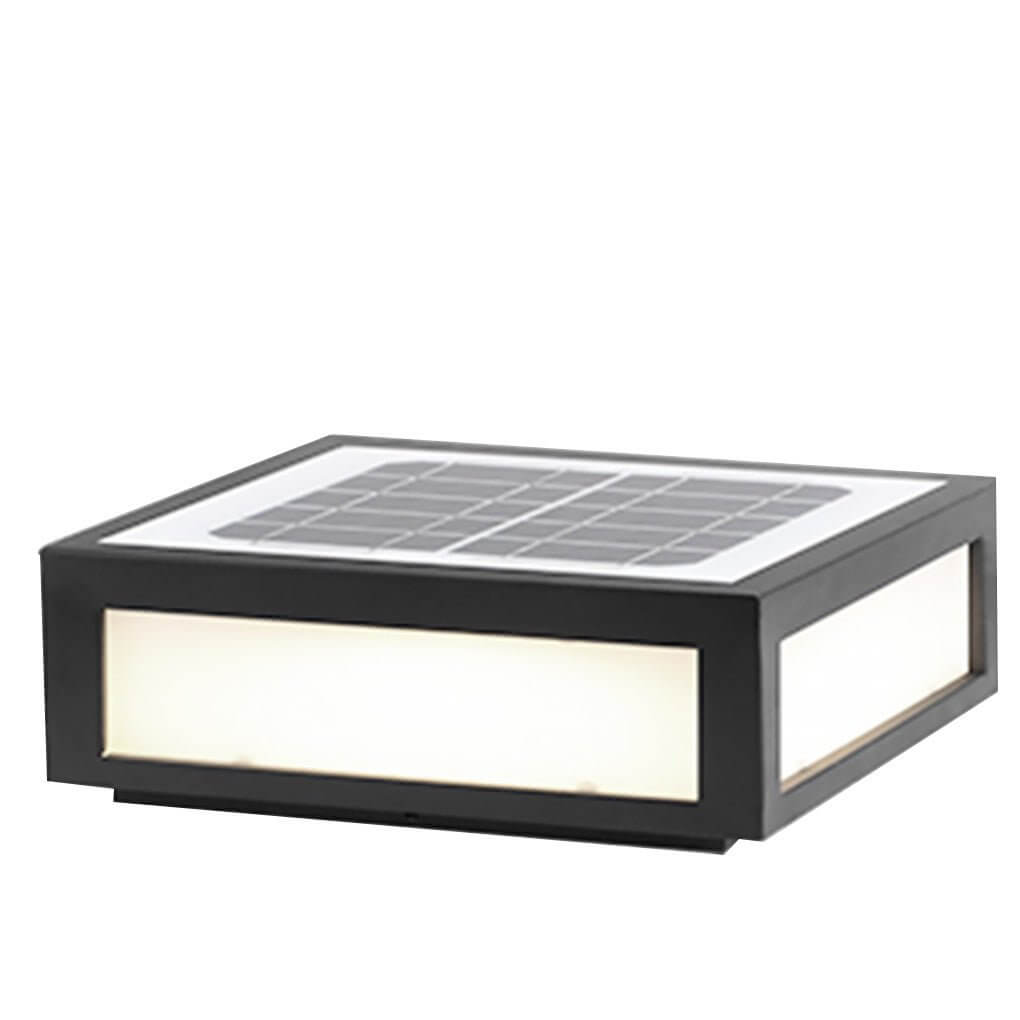 Modern Square Outdoor Post Light - Black Stainless Steel LED