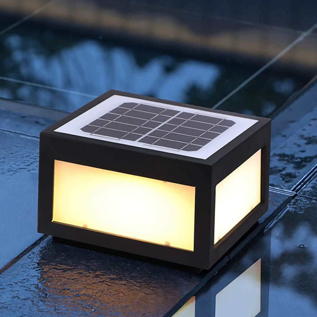 Modern Square Outdoor Post Light - Black Stainless Steel LED