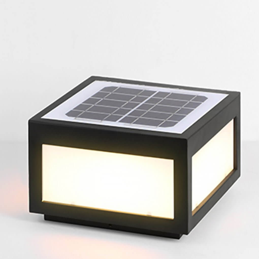 Modern Square Outdoor Post Light - Black Stainless Steel LED