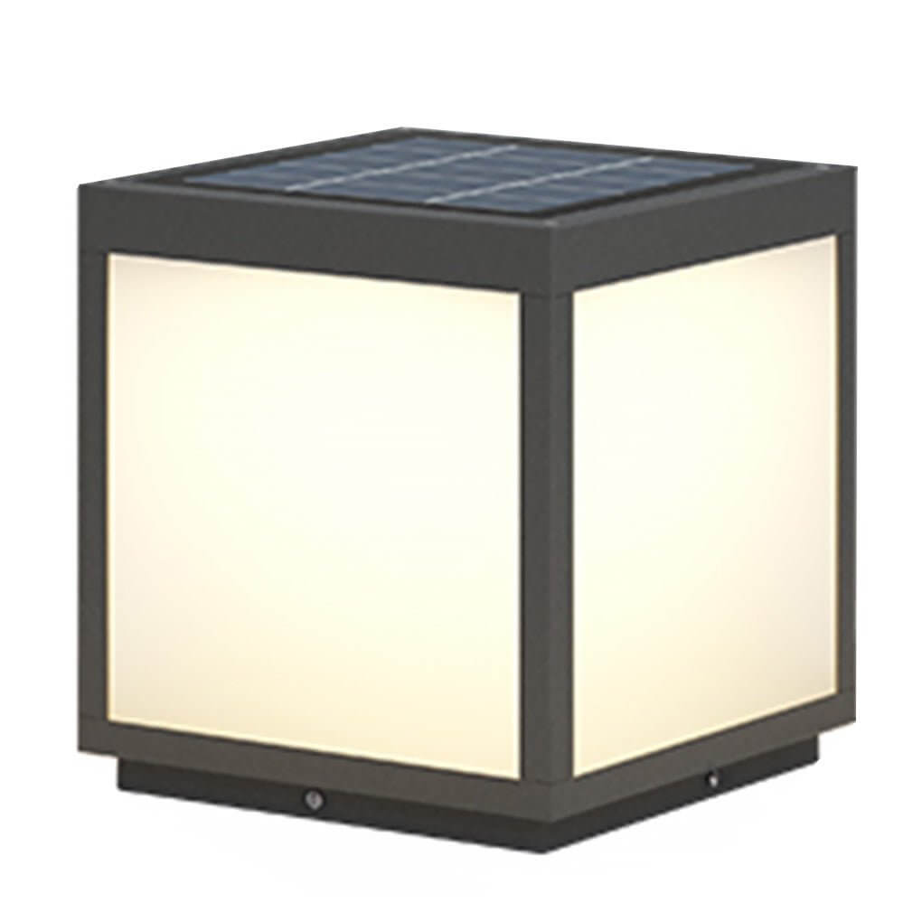 Modern Square Outdoor Post Light - Black Stainless Steel LED