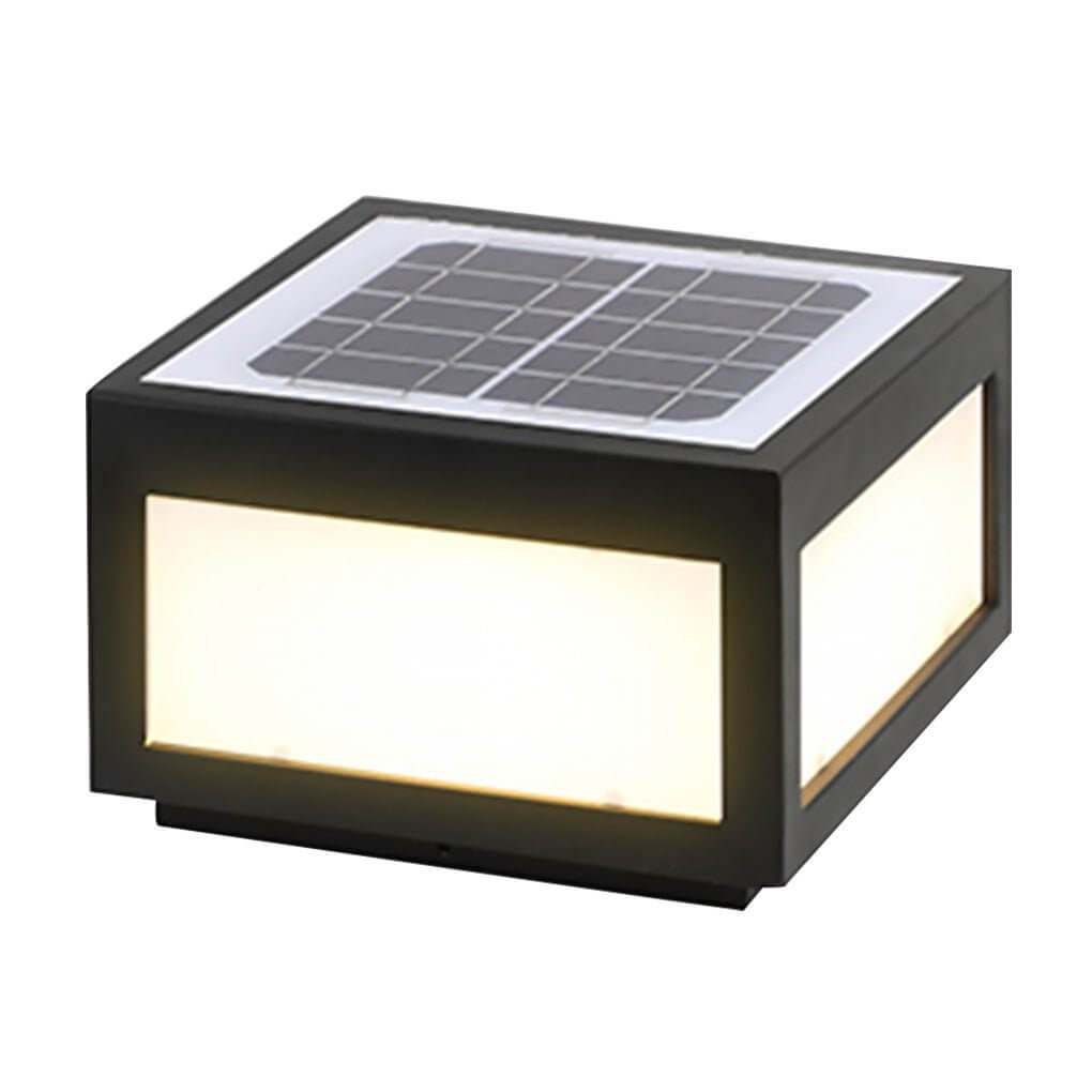 Modern Square Outdoor Post Light - Black Stainless Steel LED