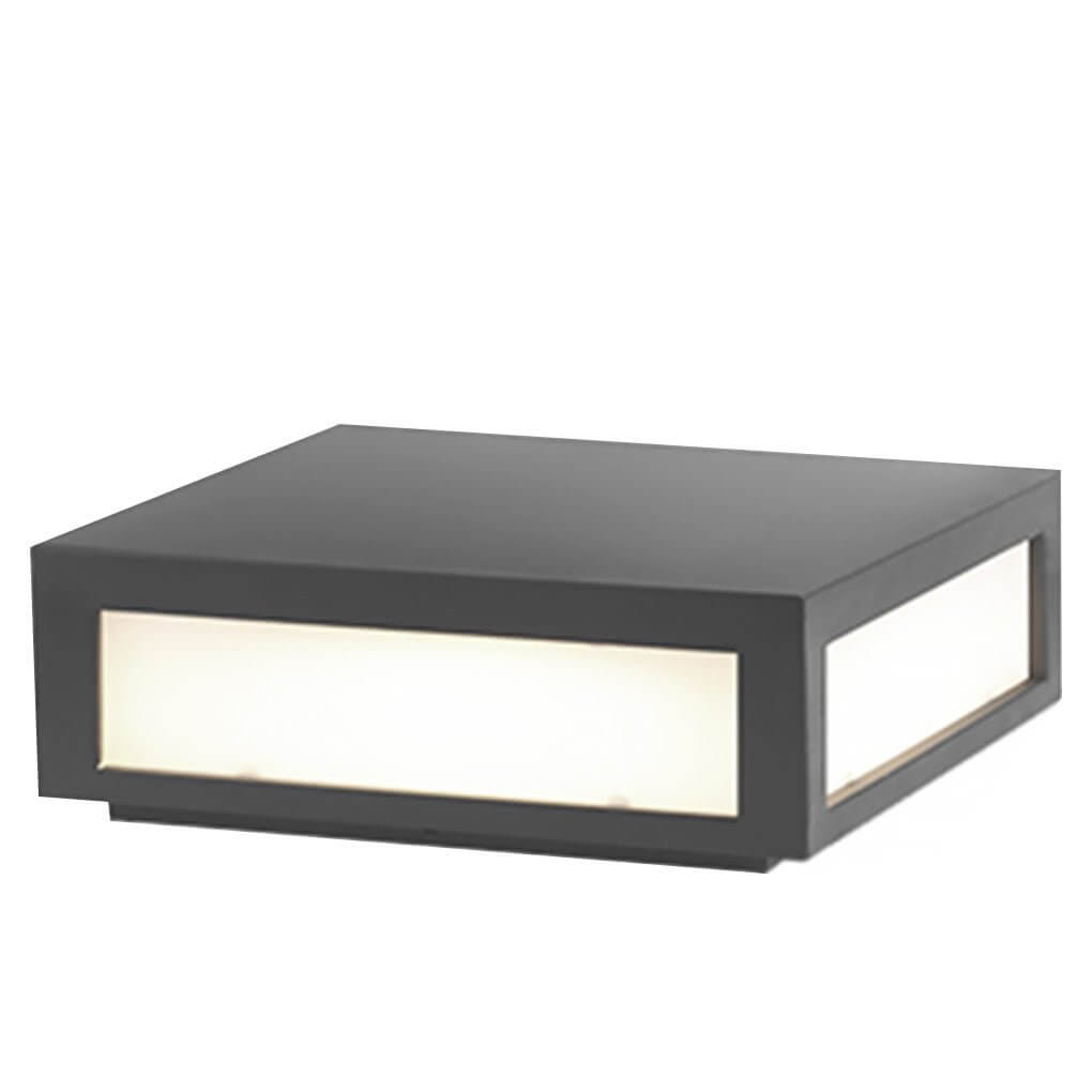 Modern Square Outdoor Post Light - Black Stainless Steel LED