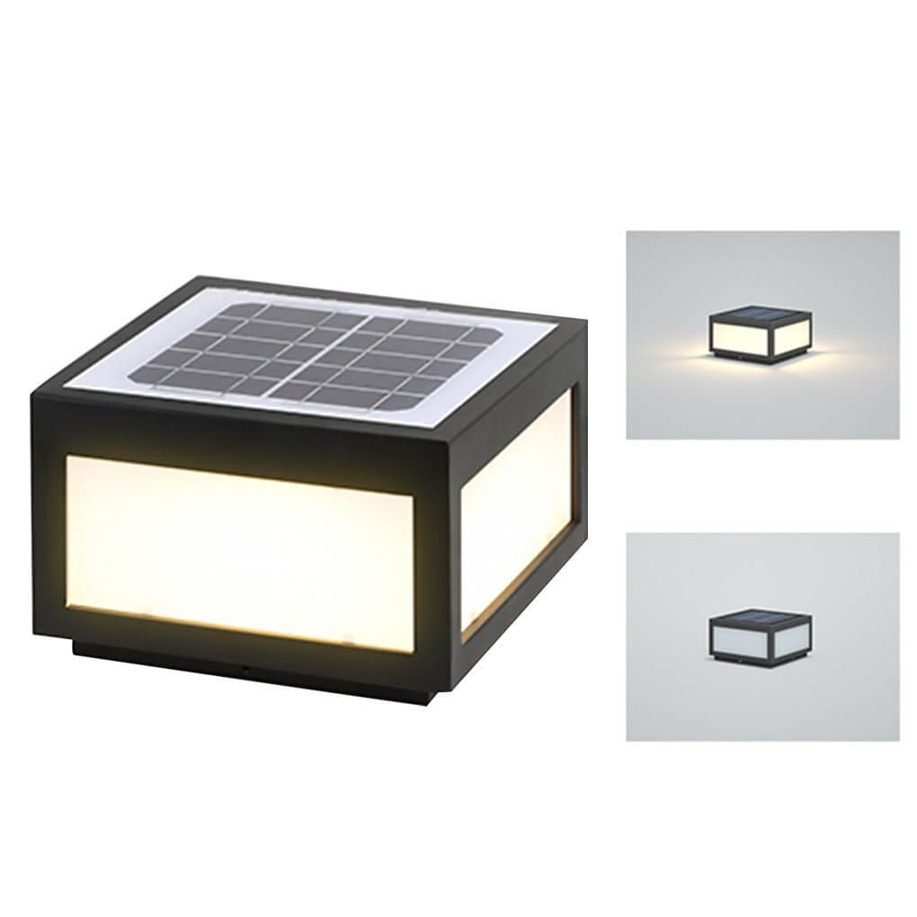 Modern Square Outdoor Post Light - Black Stainless Steel LED