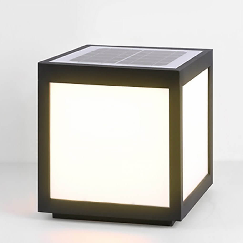 Modern Square Outdoor Post Light - Black Stainless Steel LED