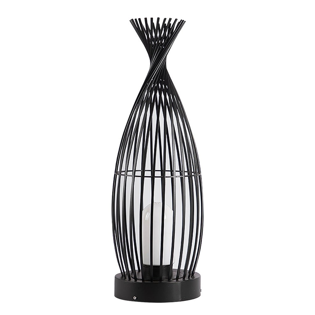 Industrial Caged Outdoor LED Floor Lamp - Waterproof Black Metal