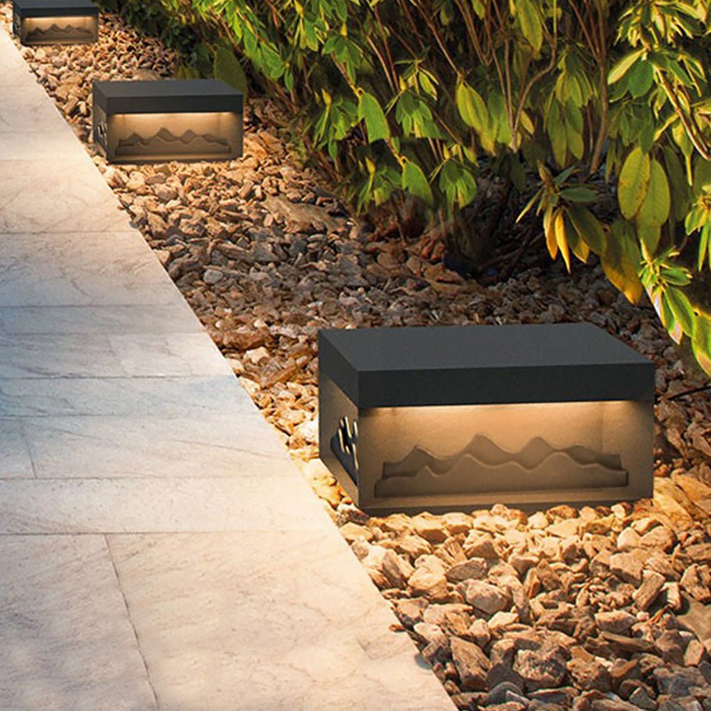 Mountain Scenery Outdoor Post Light – Steel & Acrylic LED Lamp