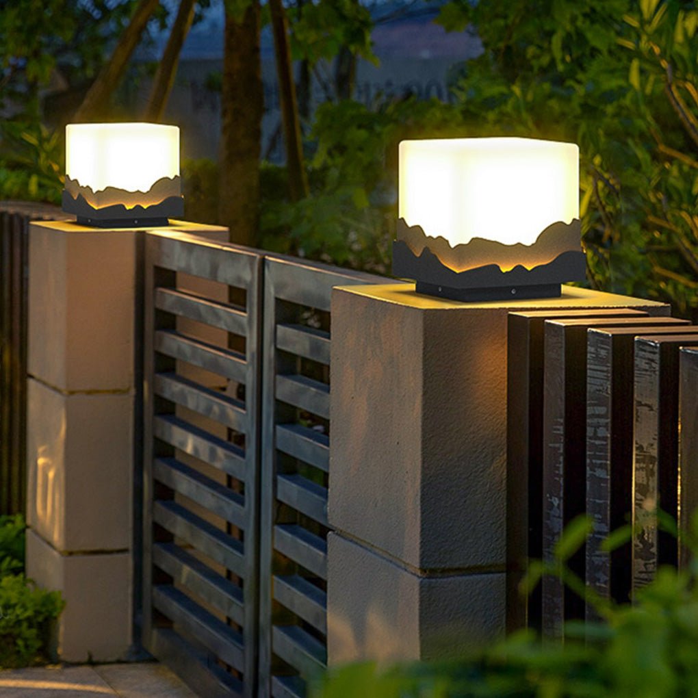 Solar Mountain Peak Post Light Waterproof LED Outdoor Landscape