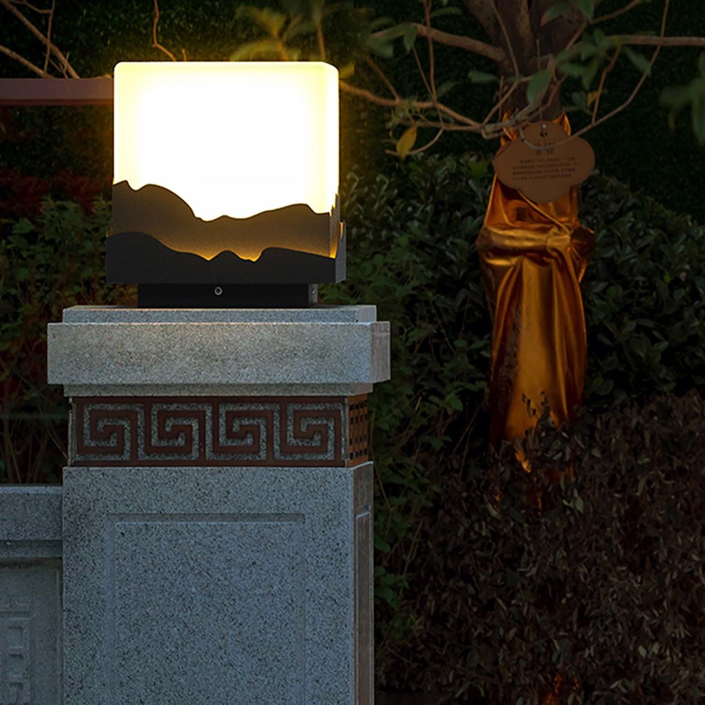 Solar Mountain Peak Post Light Waterproof LED Outdoor Landscape