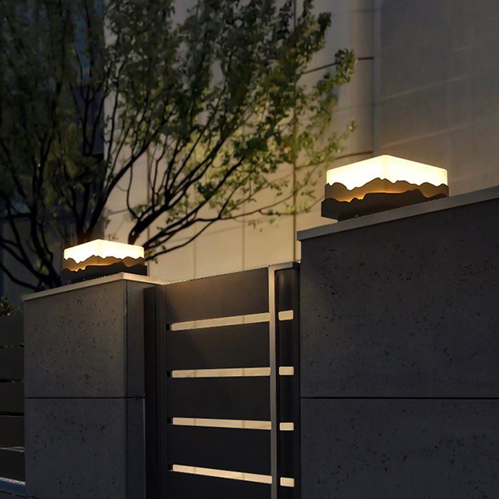 Solar Mountain Peak Post Light Waterproof LED Outdoor Landscape
