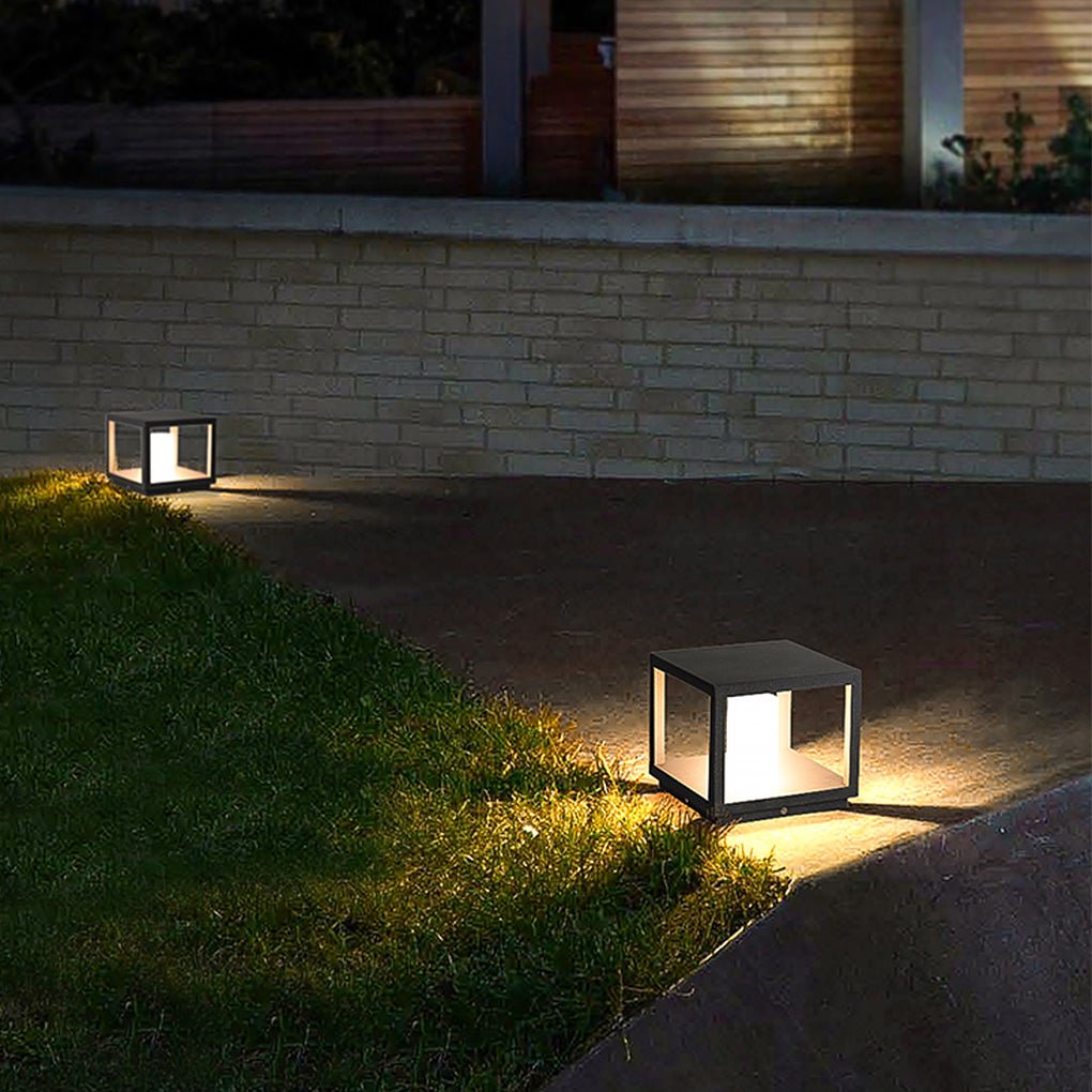 Solar LED Outdoor Post Light – Aluminum & Acrylic Landscape Lamp