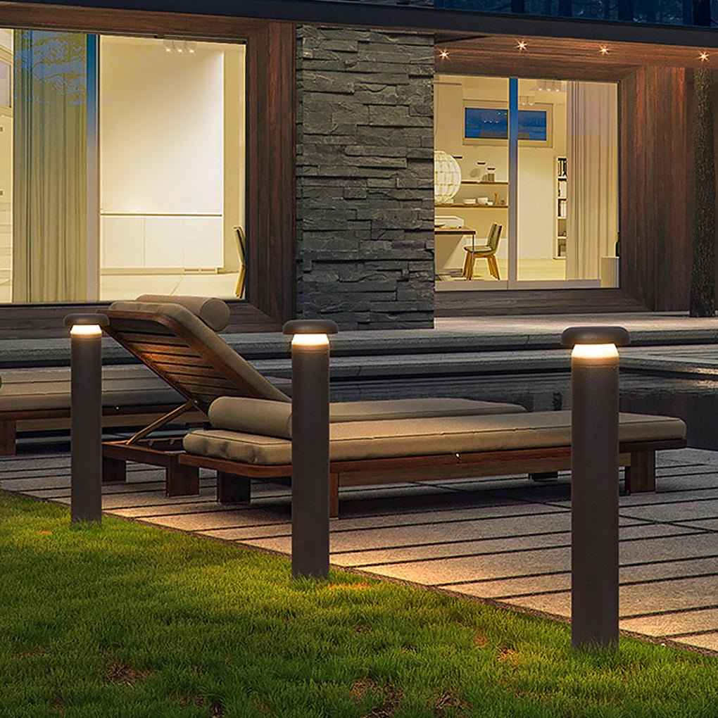 Modern Cylinder Bollard LED Garden Light Aluminum Landscape Path