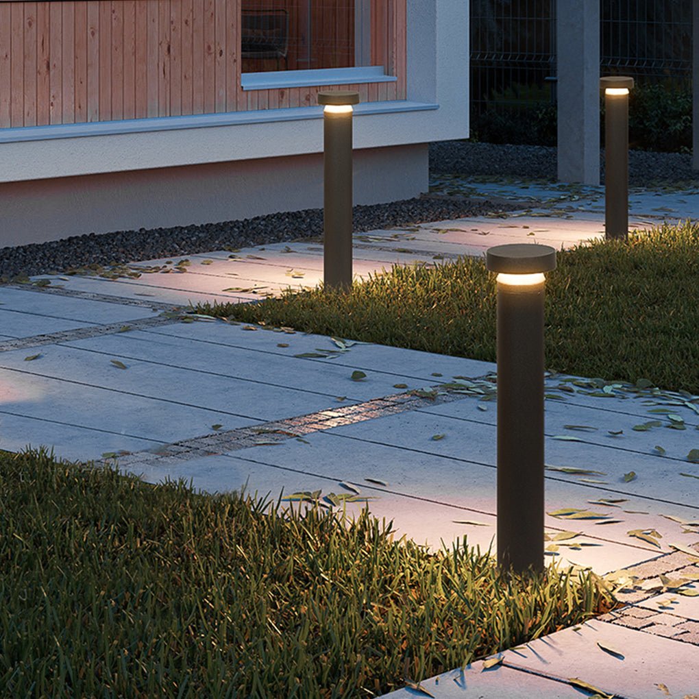 Modern Cylinder Bollard LED Garden Light Aluminum Landscape Path