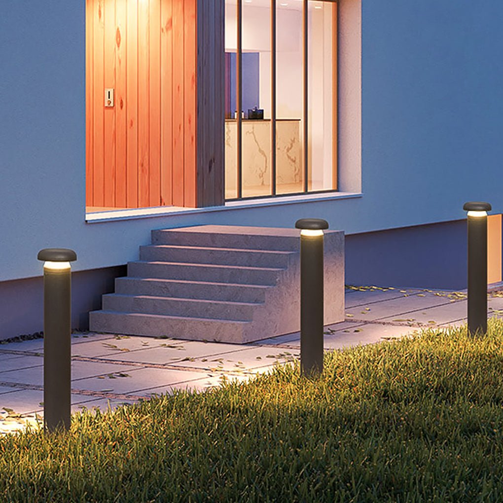 Modern Cylinder Bollard LED Garden Light Aluminum Landscape Path