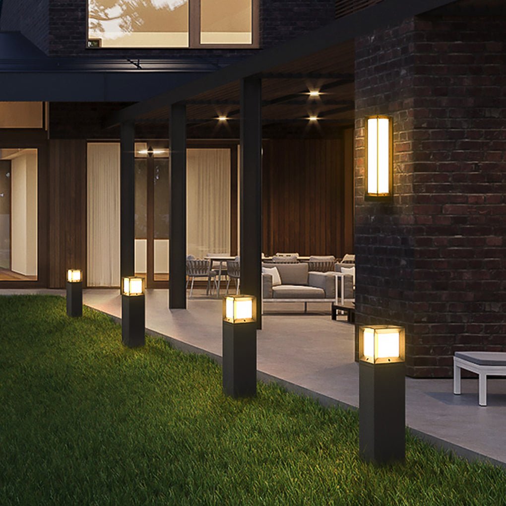 Modern LED Bollard Light Sleek Weatherproof Path Landscape Lighting