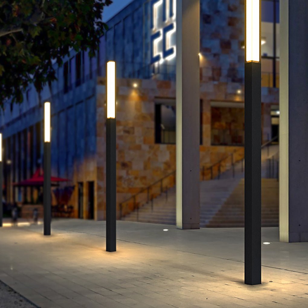 Modern LED Bollard Light Sleek Weatherproof Path Landscape Lighting