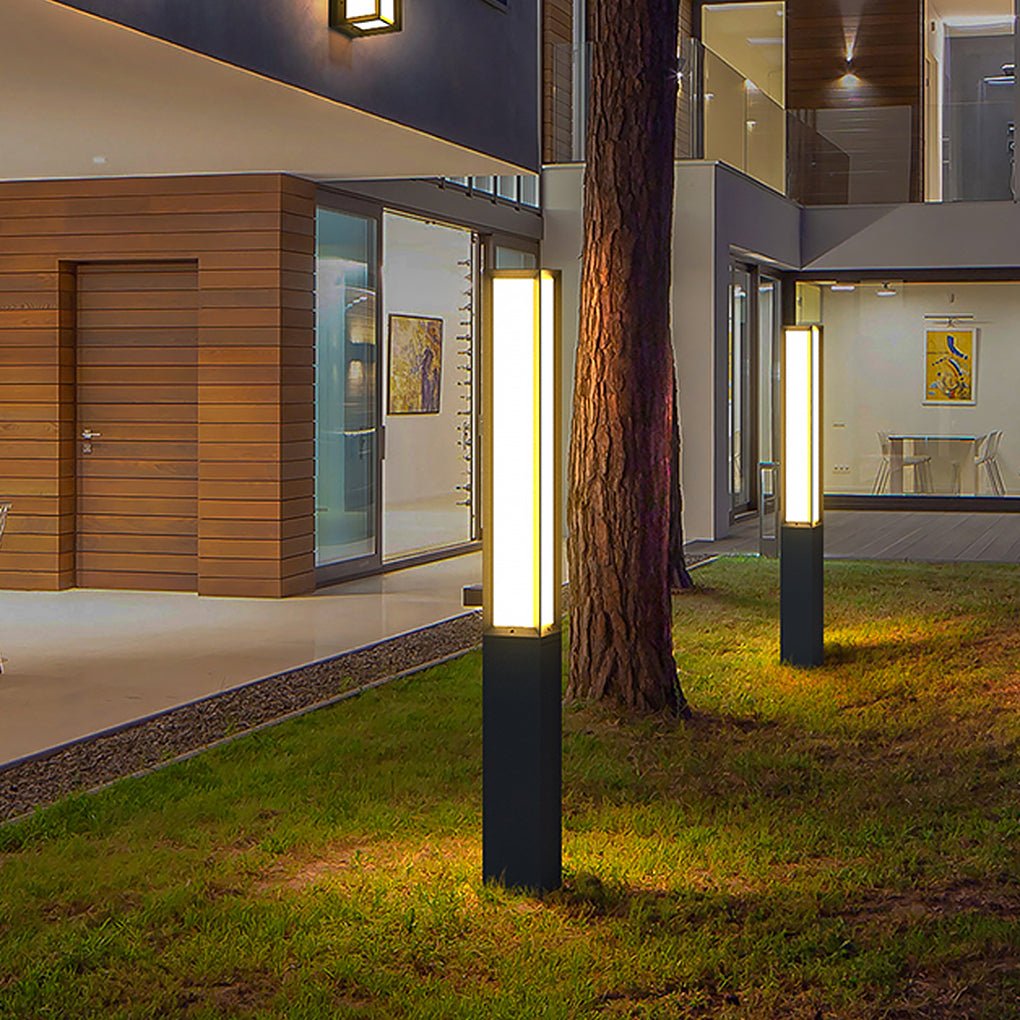 Modern LED Bollard Light Sleek Weatherproof Path Landscape Lighting