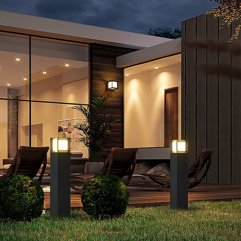 Modern LED Bollard Light Sleek Weatherproof Path Landscape Lighting
