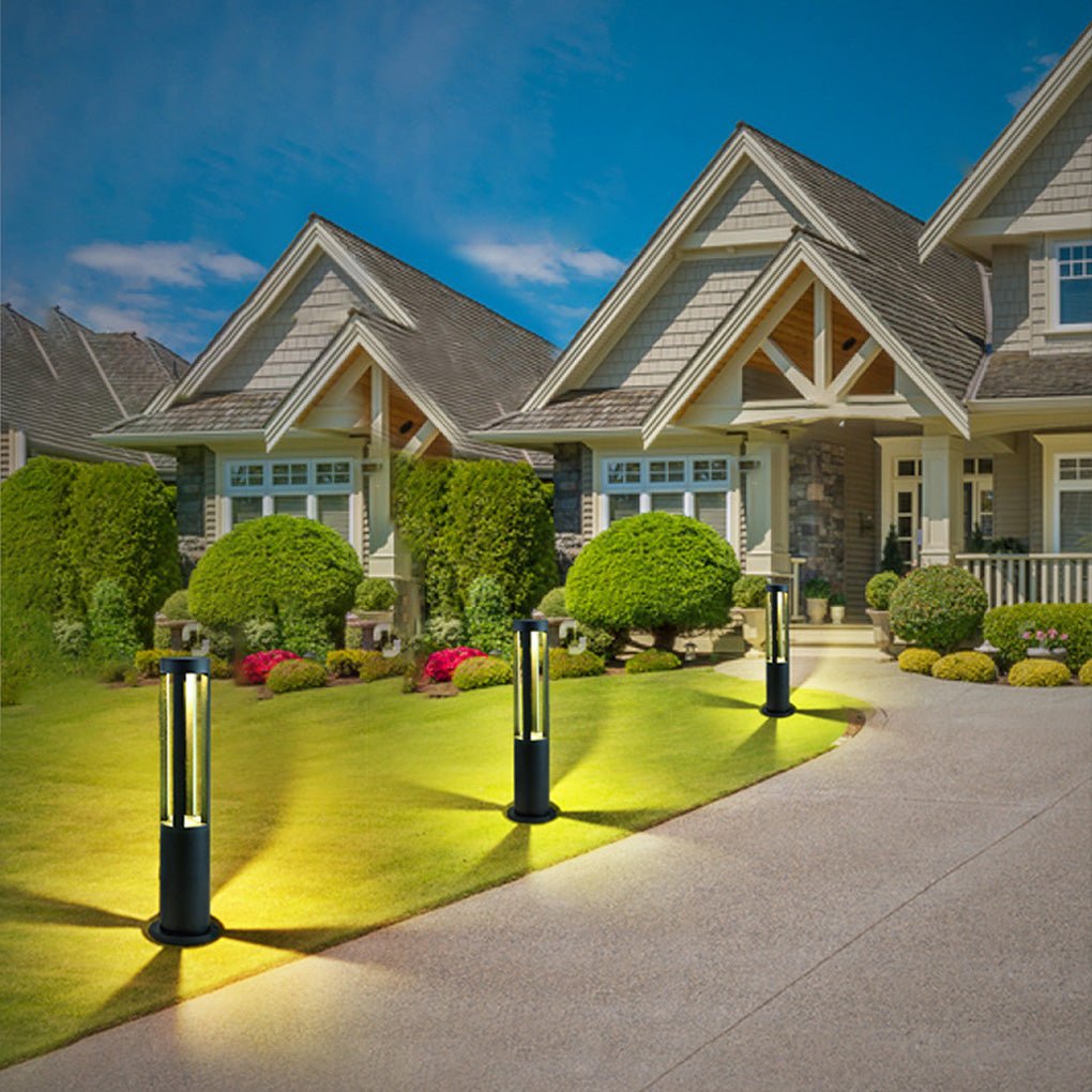 Four-Emitting Black Aluminum Outdoor LED Pathway Bollard Light
