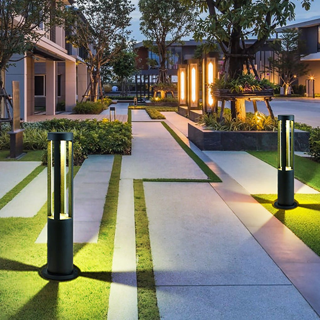 Four-Emitting Black Aluminum Outdoor LED Pathway Bollard Light