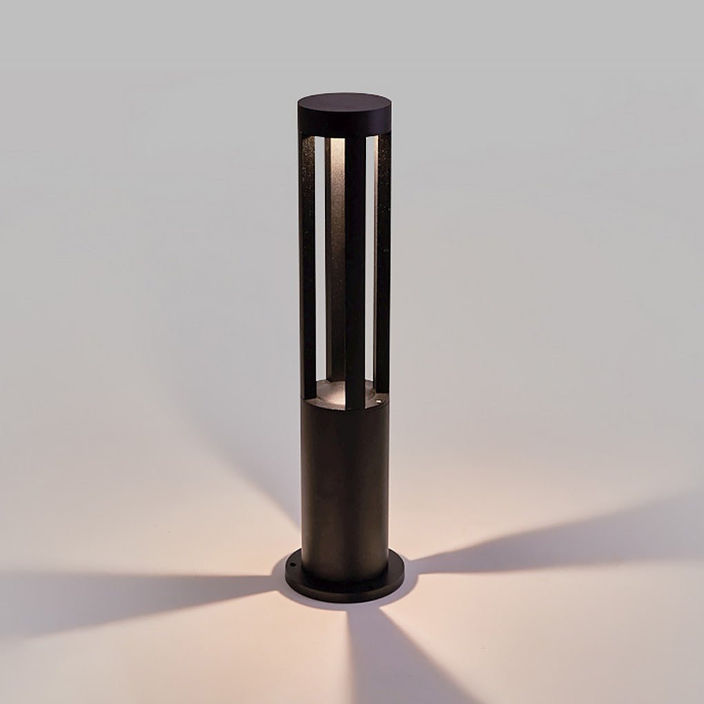 Four-Emitting Black Aluminum Outdoor LED Pathway Bollard Light