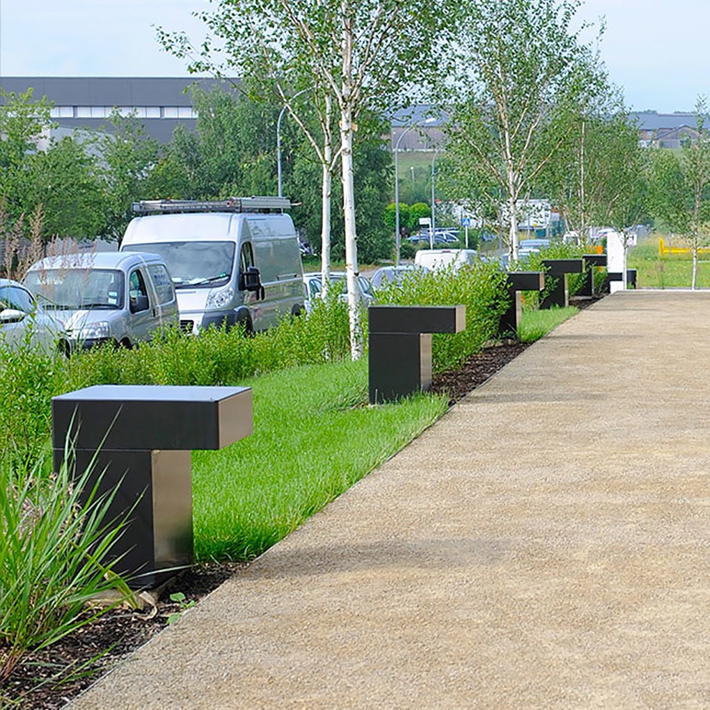 Modern Minimalist LED Outdoor Path Lamp in Gray Hardware