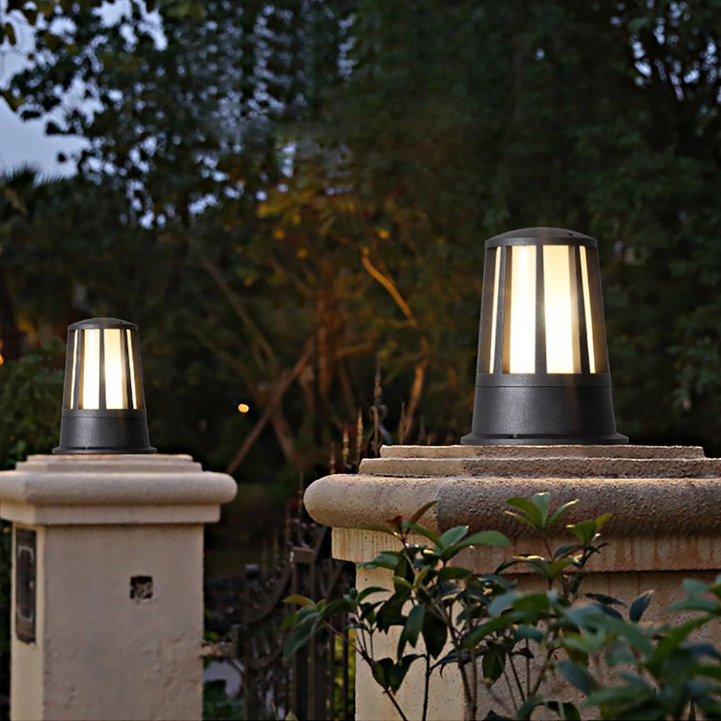 Industrial Aluminum Outdoor Post Light with Glass Shade