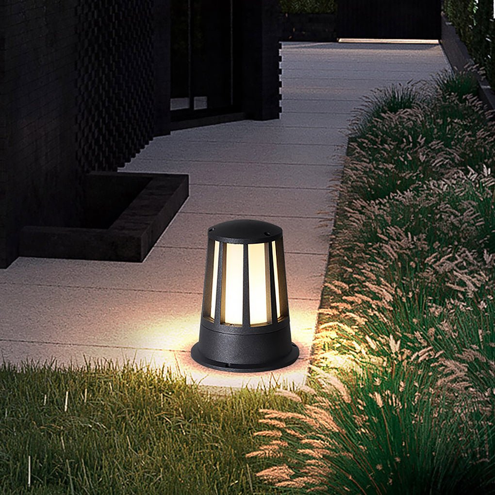 Industrial Aluminum Outdoor Post Light with Glass Shade