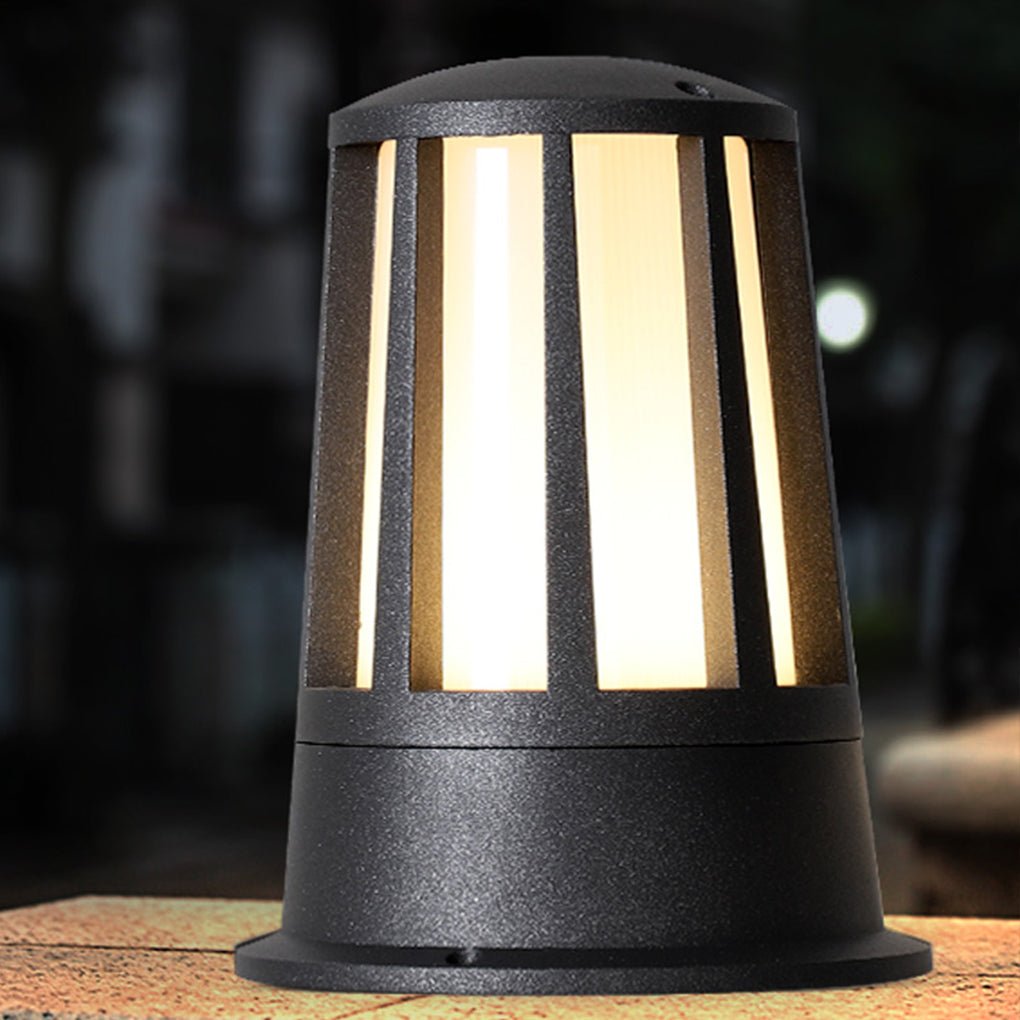 Industrial Aluminum Outdoor Post Light with Glass Shade